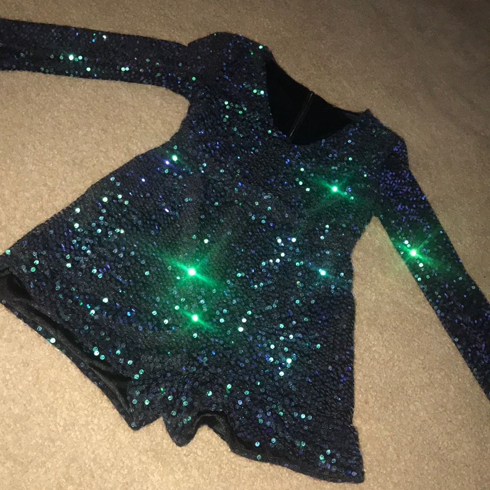 Green Blue Sequin Romper